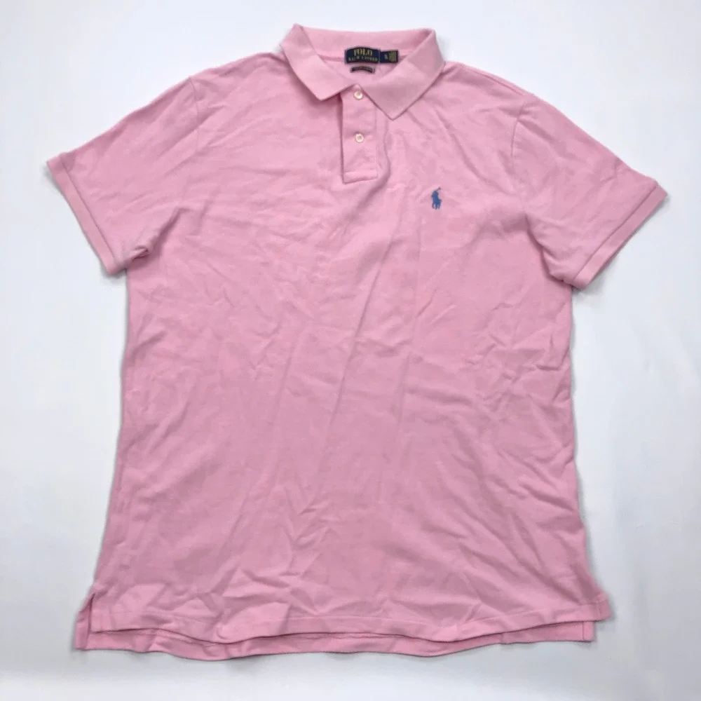 Polo Ralph Lauren Mens XL Custom Slim Fit Pink Pique Short Sleeve Polo Shirt